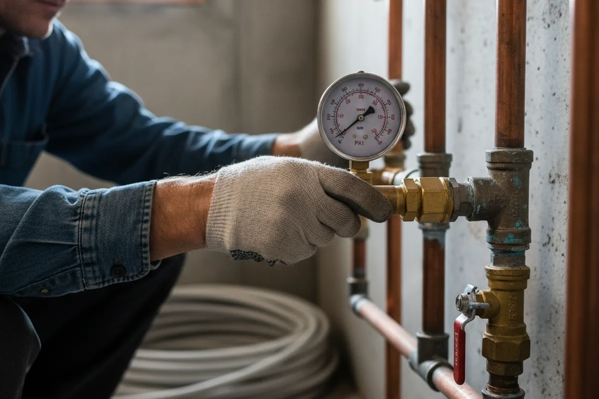 Pressure testing a repaired line during Water Line Repair in Big Pine Key